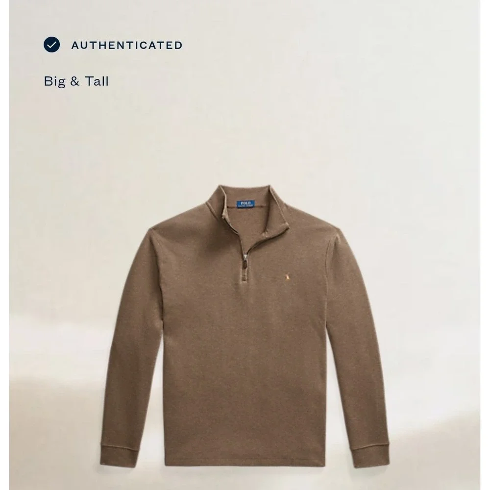 Polo Ralph Lauren Mock Knit Pullover Brown 1/4 Zip Estate Rib Men's Size 5XB NWT